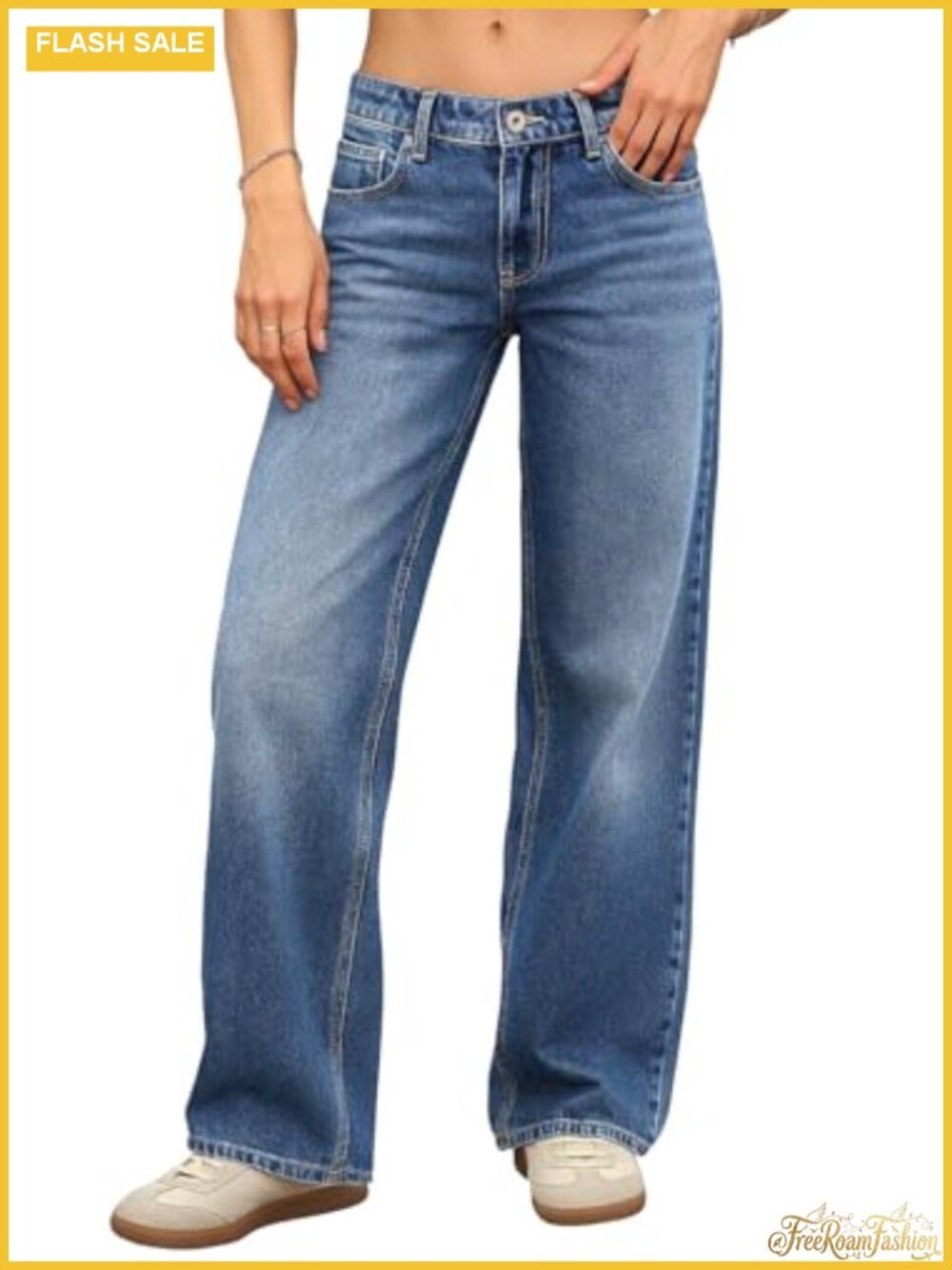 Y2K Low Rise Baggy Straight Leg Jeans, Cotton Stretch Denim Pants